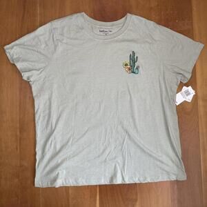 Rebellious One Distressed Cactus Graphic Light Green Tee 0 NWT